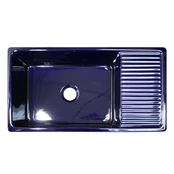 Whitehaus Lrg Rvrsbl Sink W/ Integral Drainboard And 2 ½" Lip On Both Sides, Blu WHQD540-BLUE